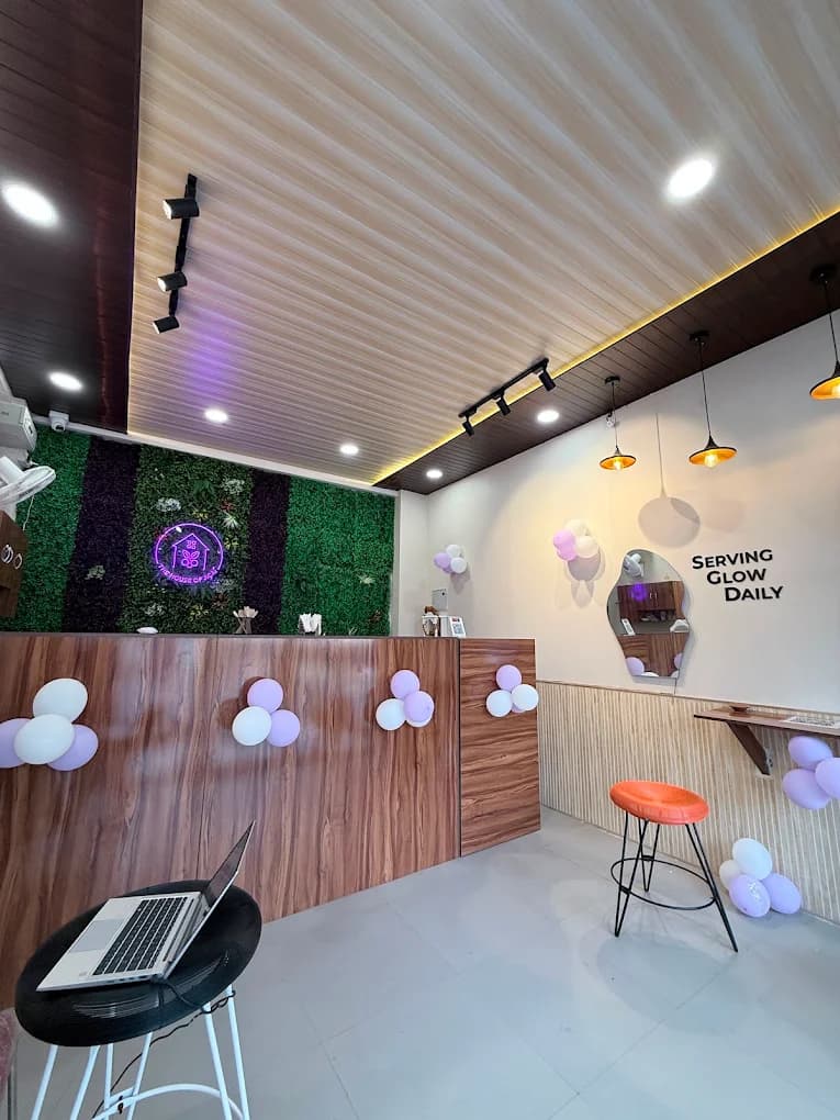 The window-ledge seating and stools inside The House of Açaí